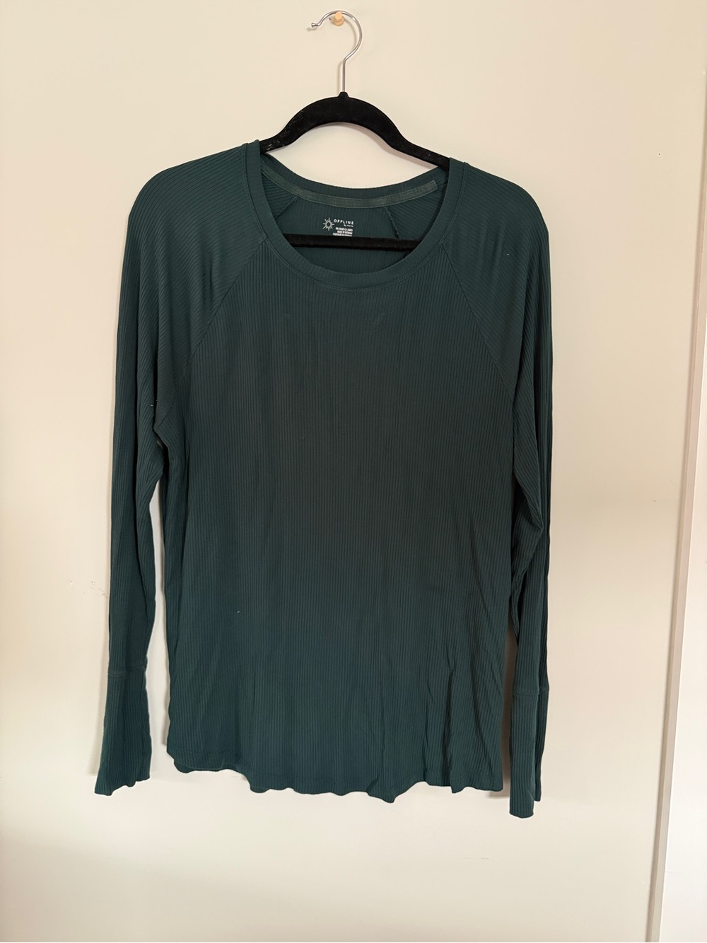 Aerie Long Sleeve Ribbed Tee - Dark Green